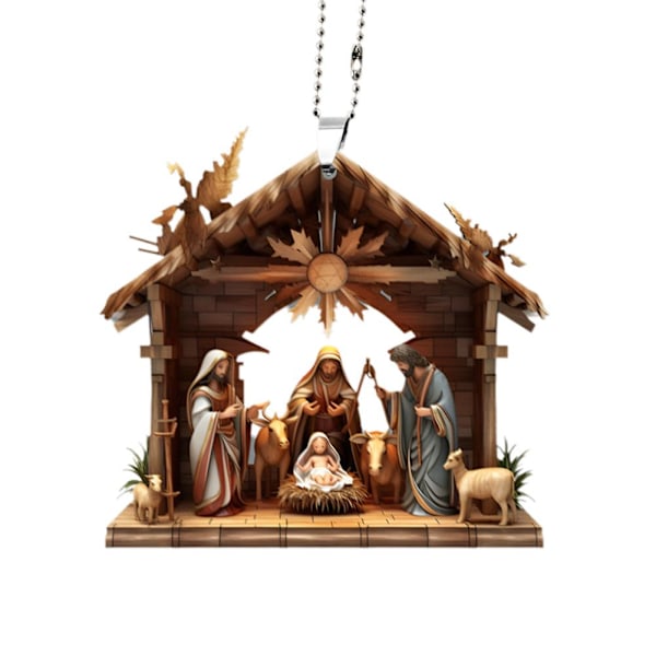 Julkrubba Ornament, Akryl 2D Jesu Födelse Style 2 1pcs