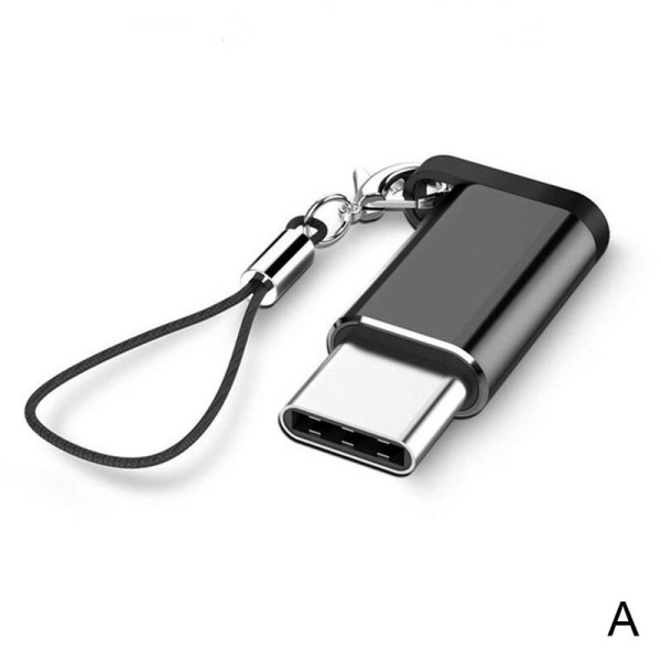 Mikrotyp C till USB omvandlarkontakt med nyckelring black Micro to Type-c
