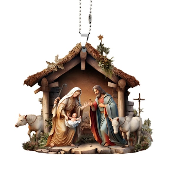 Julkrubba Ornament, Akryl 2D Jesu Födelse Style 6 1pcs