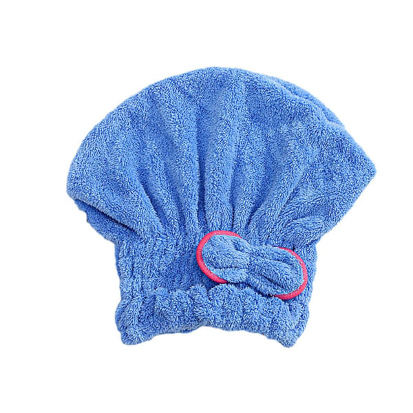 Varmt snabbtorkande hår Turban Hårtorkande Handdukar Wrap Hat Bull Caps blue 1PC