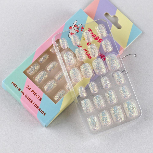 24 st Press on Nails for Kids Förlimma barn False Nails Sho sky blue 24pcs