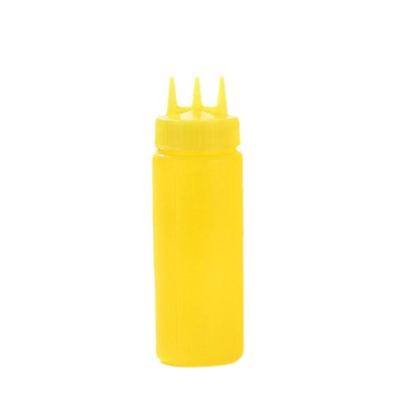 3 Hål Ketchup Pressflaska Plast Senap Mayo Saus Flaska yellow 24oz