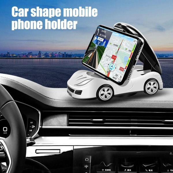 Mobiltelefonhållare 360° roterande fordonsform Stabil Clip Car Black 13*6cm