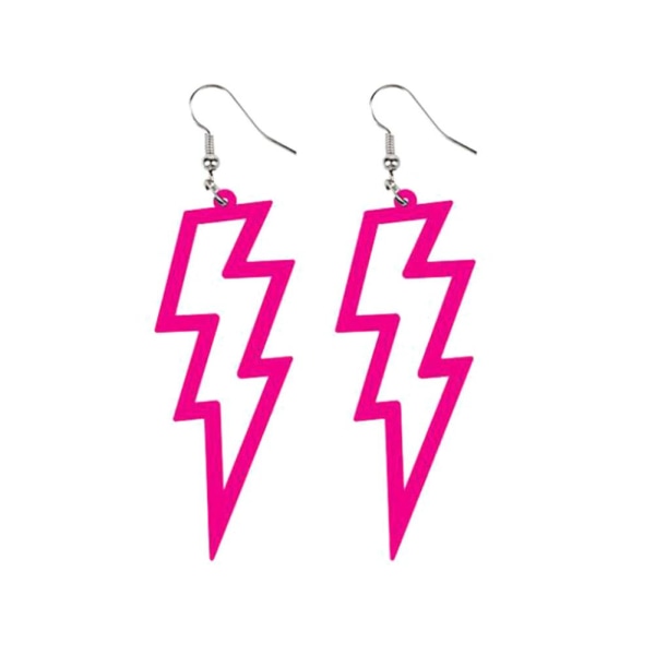 Flash Örhängen Funky Kitsch 80-90-tal Punk Rock Bolt retro firande Pink One size