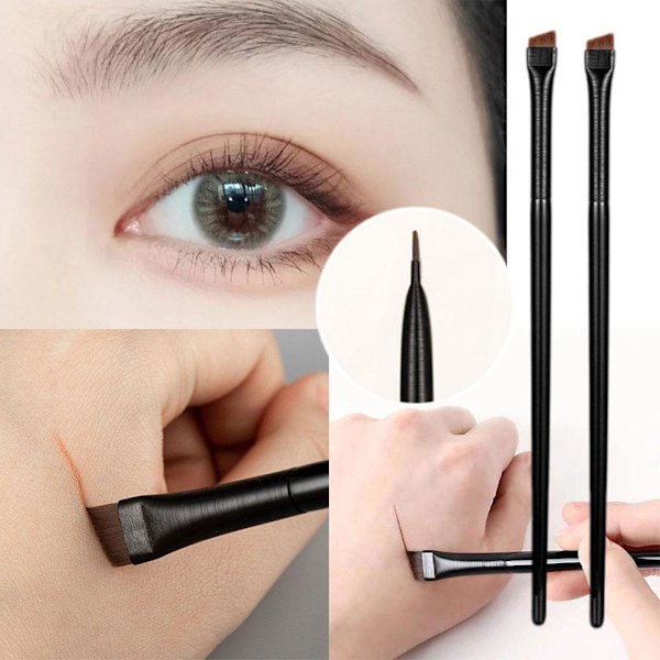 Ultratunn Vinklad Eyelinerborste för Precis Makeup 20231 Rea black 2pcs