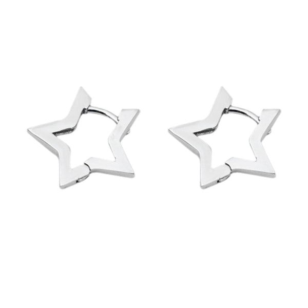 Silver-/guldpläterade Bold Star Hoops Örhängen för kvinnor\ Gold One size