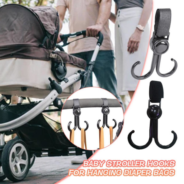 Bärbara barnvagnskrokar för upphängning- skötväskor Baby -Orga rotatable 1pcs