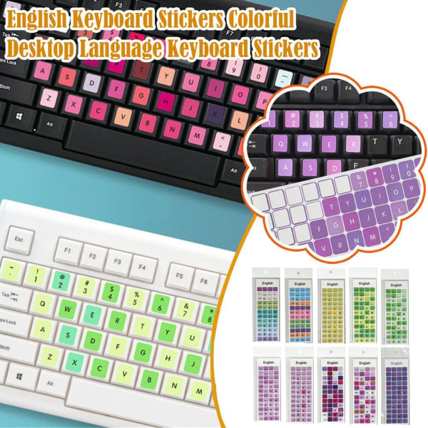 Laptop engelskt tangentbordsdekal Macaron Color Button Sticker Des colorful purple One-size