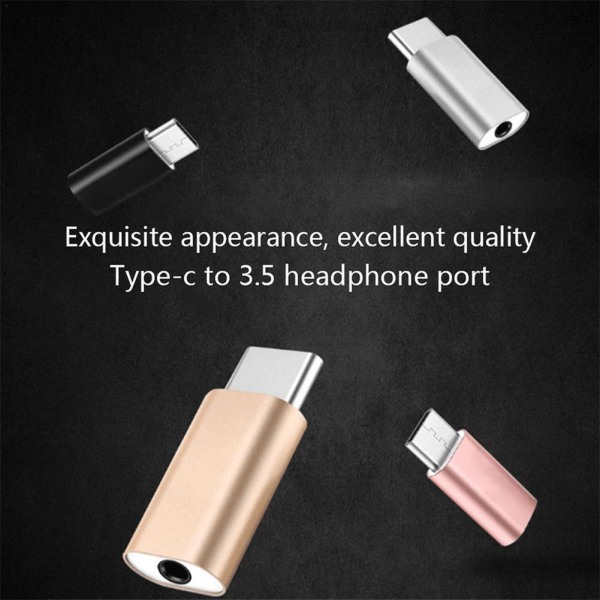 Typ-C till 3,5 mm AUX-jack hörlurar USB-C hörlursadapter Ljud black A