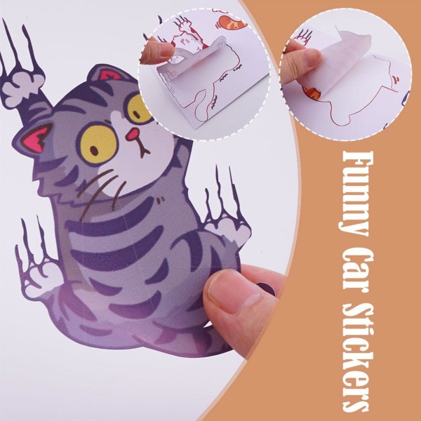 Rolig katt-bilsticker, 3-pack Personlig bilrepa katt vinyl A One-size