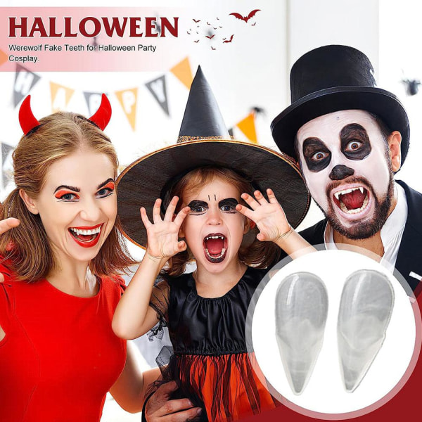 NYHET Vampyr-Tänder Fake Fangs Protes Halloween rekvisita Kostym Glu 17mm one-size
