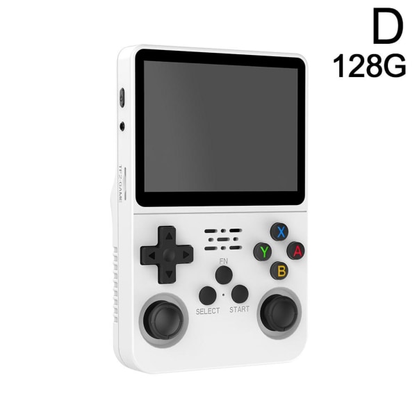 R36S Retro Handheld Video Game Console Linux System 3,5 tums IPS white 128G