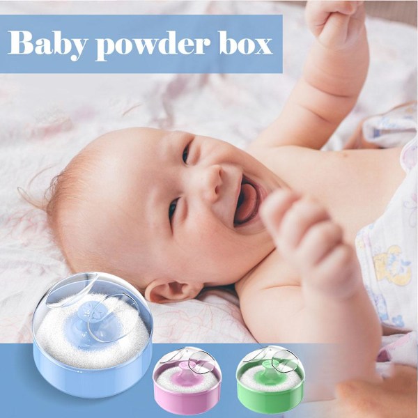 Puderpuff med ask för babypuder, mjukt ansikte och kropp Blue 1pcs