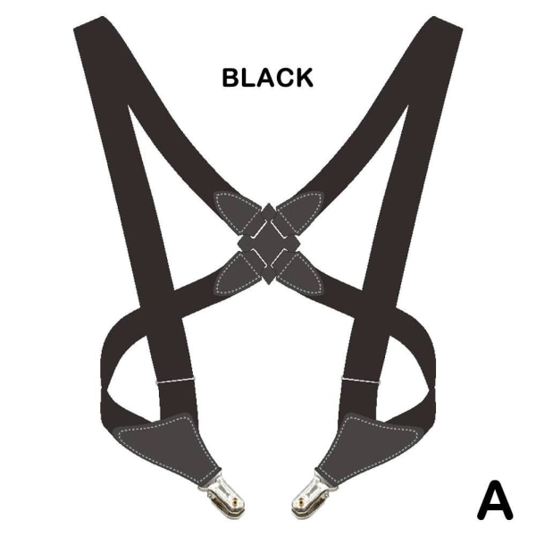 Mäns X Shape hängslen Justerbar elastisk hängslen Clip-on bälte S black One-size