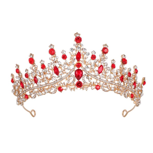 Lyx Queen Princess Crown Crystal Big Diadem Bröllopshåracce Gold One-size