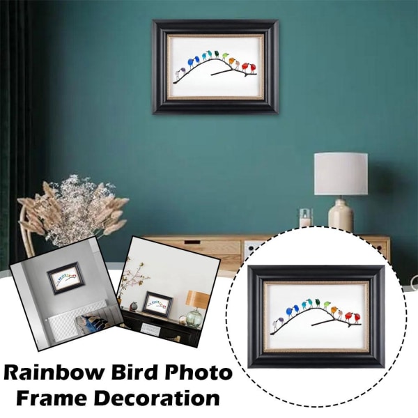 Sea Glass Rainbow Birds, Art Driftwood Picture, Rainbow Bird Fra A white one size