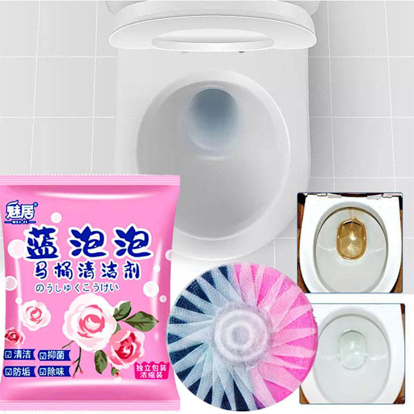 12/24 Toalett-rengöringsmedel med blå bubblor i cistern pink PackagingA 1PC 24pcs