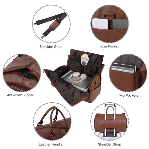 Rullande plaggpåsar för resor,Cabriolet Duffle Garment Bag R brown  55.88*35.56*35.56cm