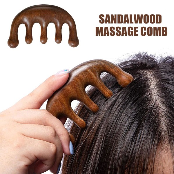 Sandelträ Massage Kam Huvud Meridian Massage Kam Scalp Scrapin