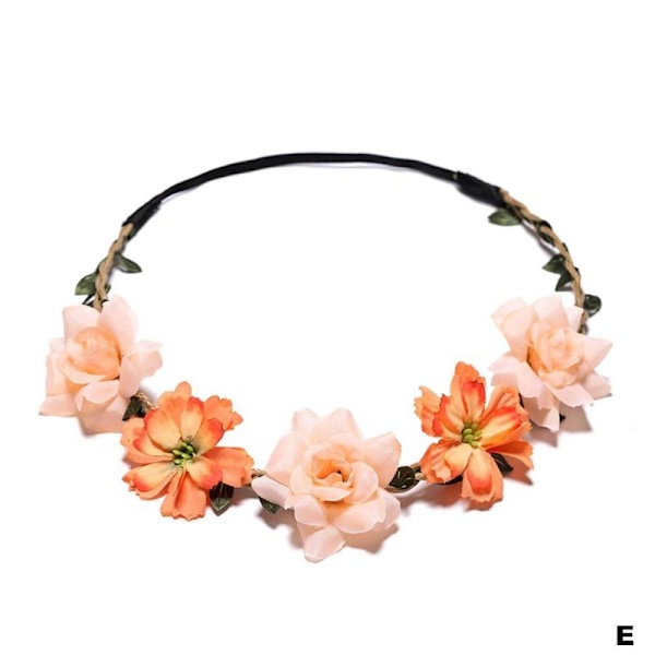 Blomsterdiadem Huvudkrans Hårband Krona Krans Festival Hip orange One-size