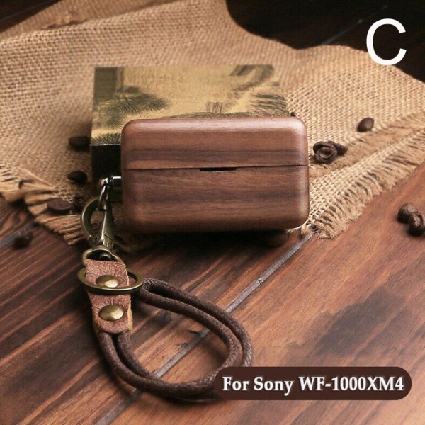 Case i trä för WF-1000XM4 Case Wood Proetct Walnut For sony wf1000xm5