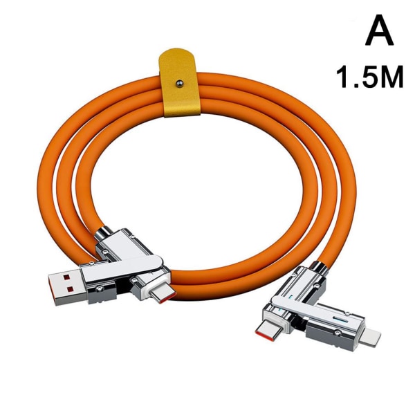 Snabbladdningskabel Laddare Datasladd Usb-C 4 i 1, stark 2023 orange 1.5m