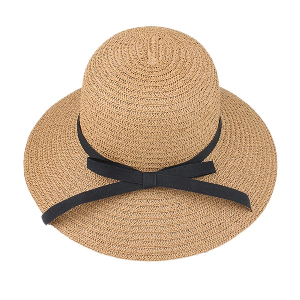 Damer Dam Solhatt Halm Vår Sommar Floppy Beach Vikbar B coffee One-size