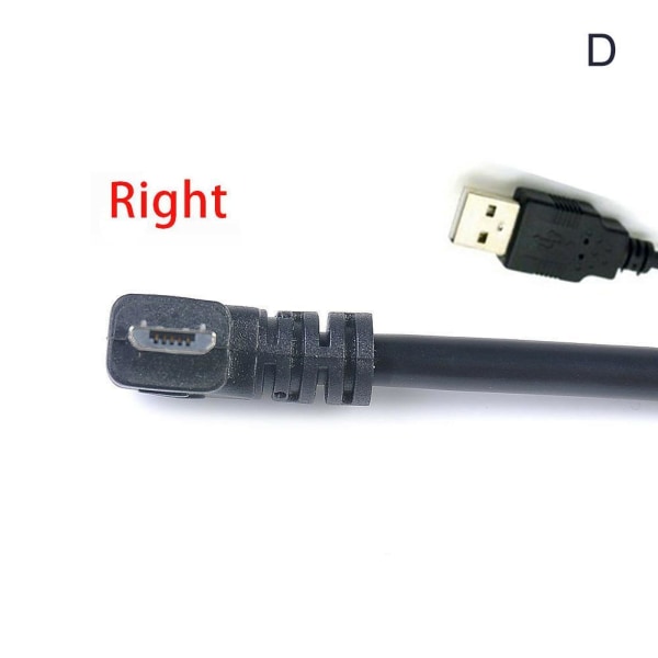 90 graders vinkel USB 2.0 A hane till vänster höger Micro USB för telefon blackA up