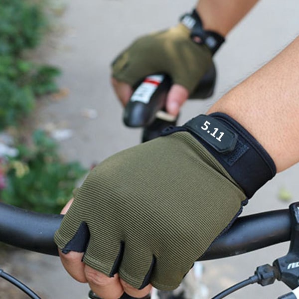 Nylon Tactical Half Finger Handskar Utomhusridningshandskar för män green L