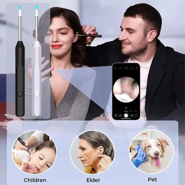 Smart Ear Wax Removal Cleaner Wireless Visual Endoscope Otoscope white suit suit