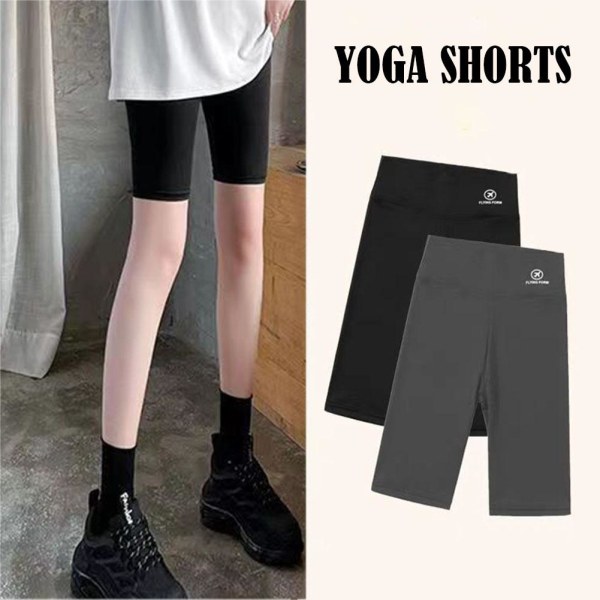 Kvinnor High Waist Yoga Shorts Pocket GymCycling Biker Hot Pants S grey L50-62kg
