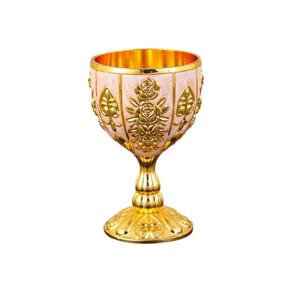 JSNKJLMN Mini Gold Goblet, Vintage Metal Relief Wine Cup, 30 M Silver White one size 