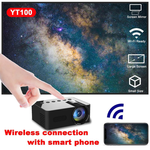 Trådlös Miniprojektor Mobil Video Wifi Smart Portable Home Th