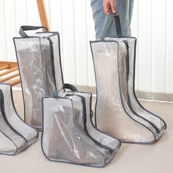 Bärbara Stora Skor Organizer Förvaringsväskor Långa Shoe Cover Boots Grey L