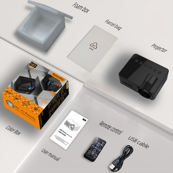 Trådlös Miniprojektor Mobil Video Wifi Smart Portable Home Th