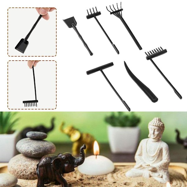 6-pack Mini Zen Garden Kit, Skrivbords Sandlåda Rake, Mini Zen Gar