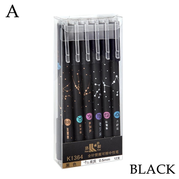 12st 0,5 mm raderbar penna svart gel bläckpennor set Skolstudenter black 12pcs/set