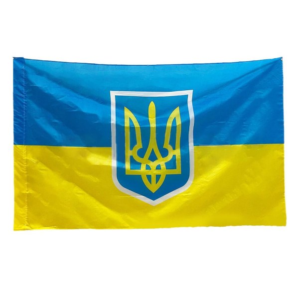 3x5FT Flagga Ukraina Ukrainska Prapor Ukrainska Fänrik PringCor 2023 yellowA National emblem