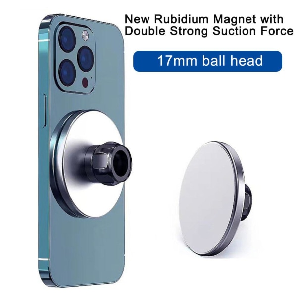 Magnetisk Telefonhållare Magnet Bil för 17mm Kulhuvud Fäste För silver 17mm