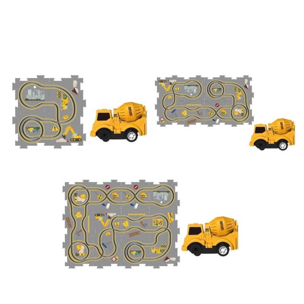 Tekniska pussel Set Barnfordon Toy Educat 1PC Mixing truck 12PCS Puzzle block