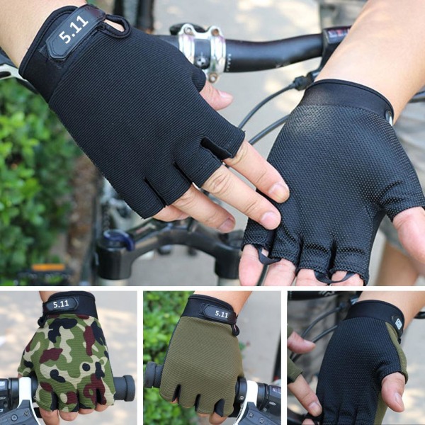 Nylon Tactical Half Finger Handskar Utomhusridningshandskar för män green L