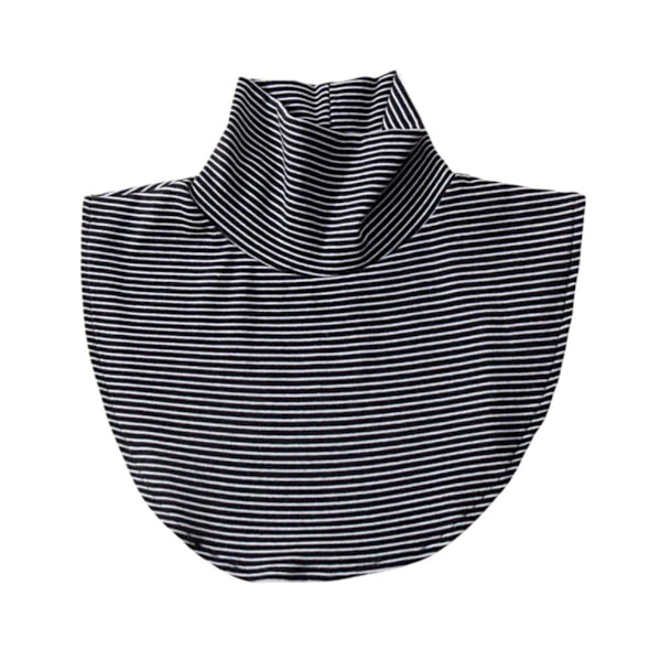 Dam Turtleneck Falsk Krage Halv Topp Blusar Inser i Bomull Black Stripes One size