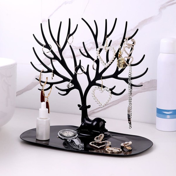 Bird Tree Key Holder Smyckesförvaringsställ Desktopförvaringsställ C Black antler design 1PC