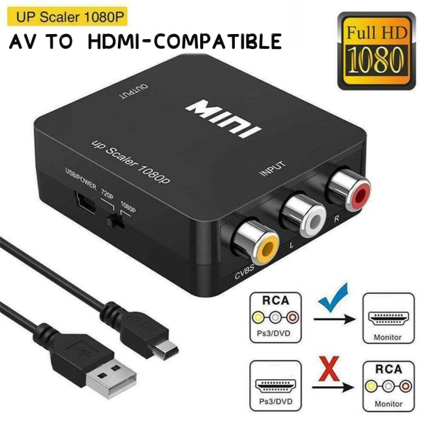 AV till HDMI-kompatibel skalningsadapter HD Video Composite Converte AV TO HDMI One-size