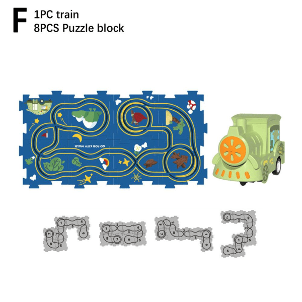 Tekniska pussel Set Barnfordon Toy Educat 1PC train 8PCS Puzzle block