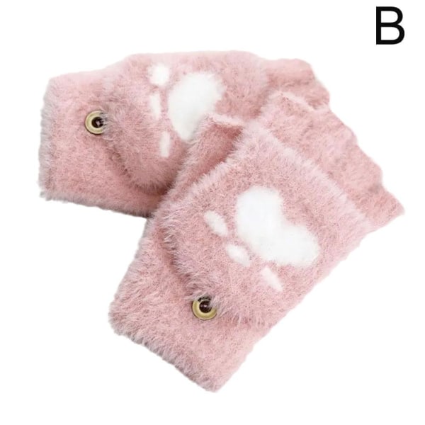 Söta tecknade kattklohandskar grossist vintervärme plysch och T pink one-size