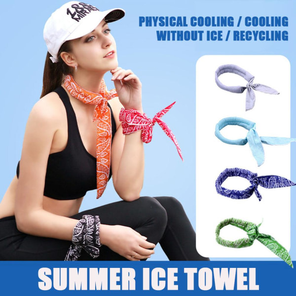 Body Ice Cooling Bandana Scarf Wrap Sommar Sport Neck Cooler Out green One-size