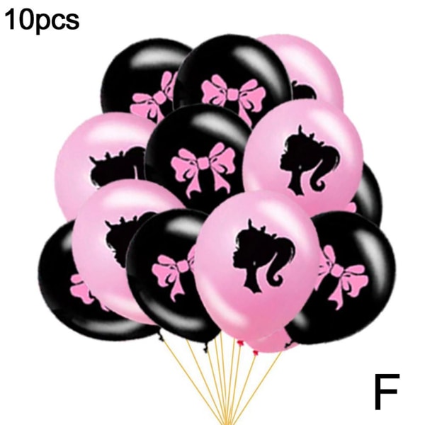 Barbie rosa svart mönster printed ballong latex ballonger för chi rose red 10pcs