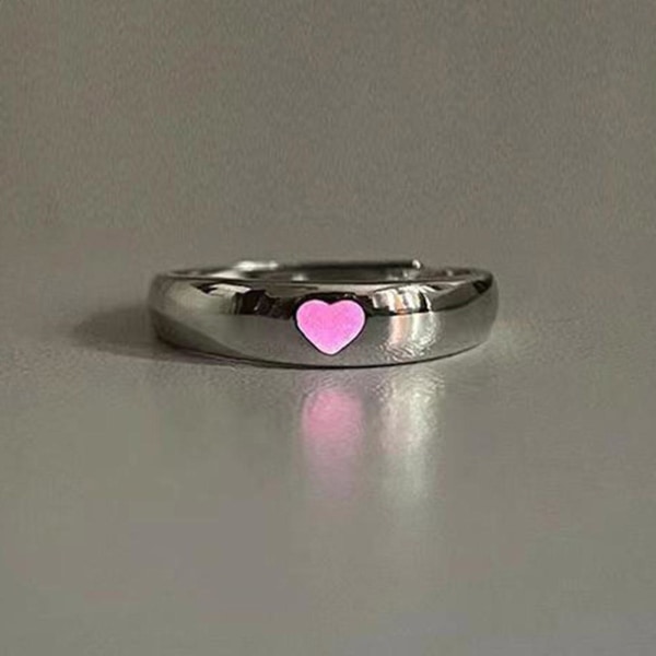 Mode Hjärtformad lysande ring justerbar Blue One size