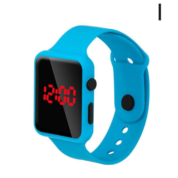 Mode fyrkantig LED digital watch Unisex silikon armband handled Lake Blue One size